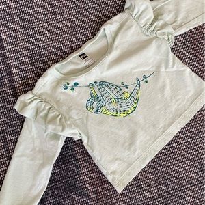 Baby girls Ruffle Long Sleeve Teeshirt, EUC, Tea Collection, 6-9 months